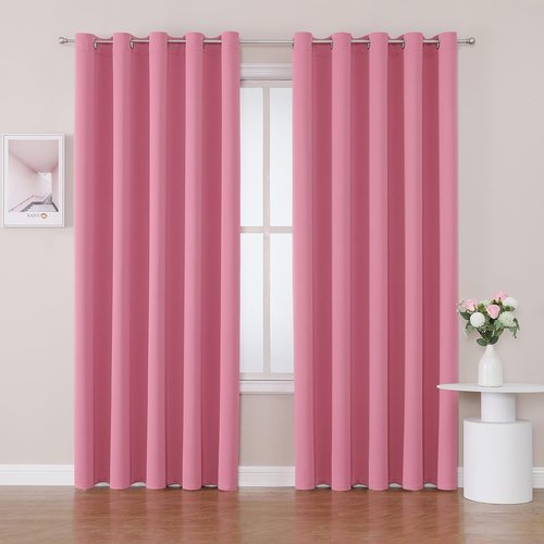 ChrisDowa Blackout Curtains - Extra Wide Thermal Insulated Room Darkening Panels | Pink, 70 x 84 Inch