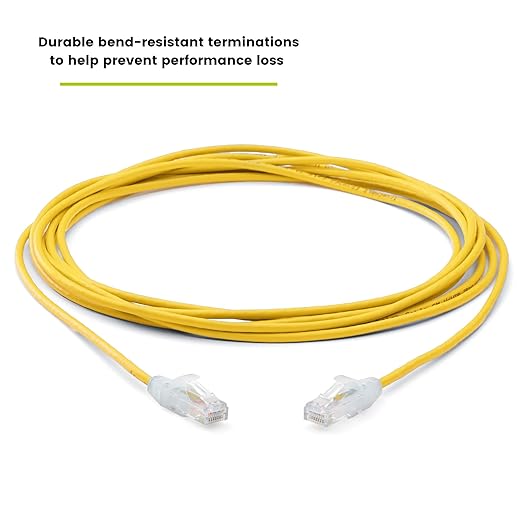 TRUECABLE Cat6 Component Rated Patch Cable, Unshielded (U/UTP), 14ft, Yellow, 28AWG Stranded Pure Copper, Snagless 10G High-Speed Ethernet Cable, PoE++ 4PPoE 100W, UL Listed, RoHS-3, 1 Pack