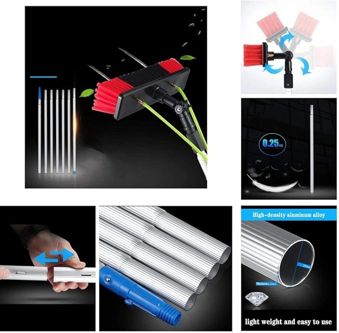 Photovoltaic Panel Cleaning, 3-12M Water Fed Telesbrush, Window Clean, Extendable Cleaner Conservatory Roof Cleaning Tools/4M Rod/50Cm Brush Head