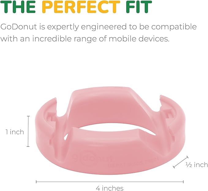 GoDonut Original – Phone and Tablet Stand – Compatible with Devices UP to 0.5" Thick Including Protective Cases - for use at Work, at Home, Travel and on-the-go - Pink - Made in USA