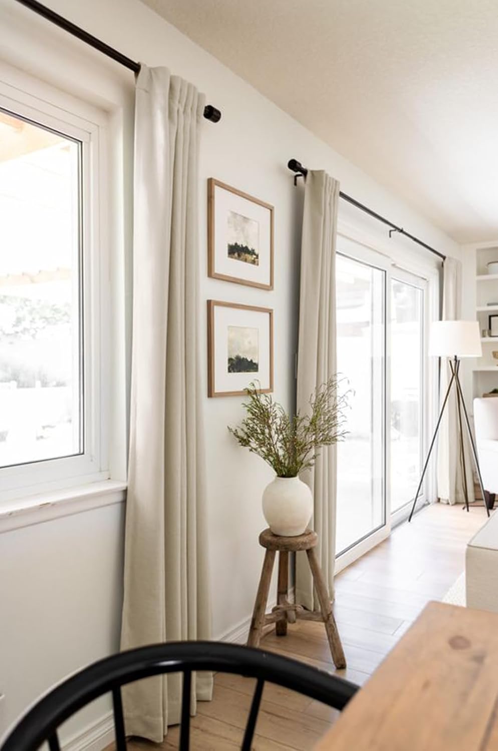 Skiennix 100% Blackout Linen Curtains - Thermal Insulated Drapes, 50" W x 80" L, Oatmeal | 2 Panels Set