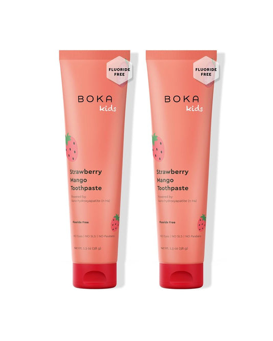 Boka Fluoride Free Toothpaste Nano Hydroxyapatite Toothpaste - Strawberry Mango Flavor, 1.3 oz 2pk