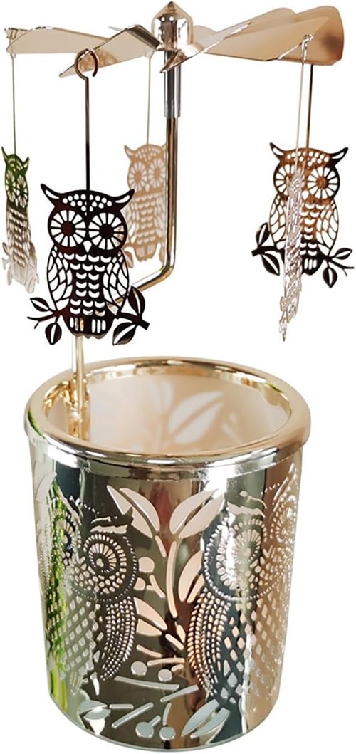 Kingnero Candle Holder - Spinning Windmill Tea Light Holder for Home Decor | Golden Owl Design