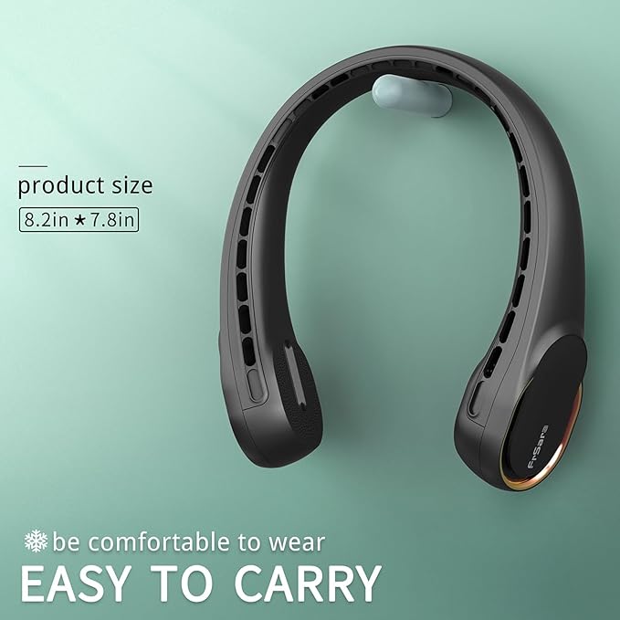FrSara Portable Fan, Personal Neck Fan that Blows Cold Air, Upgraded 4000mAh,Long Endurance,Upgraded air volume,Easier to Use,360° Cooling,No Hair Twisting,Non-Slip Material,Rechargeable,3-Speed