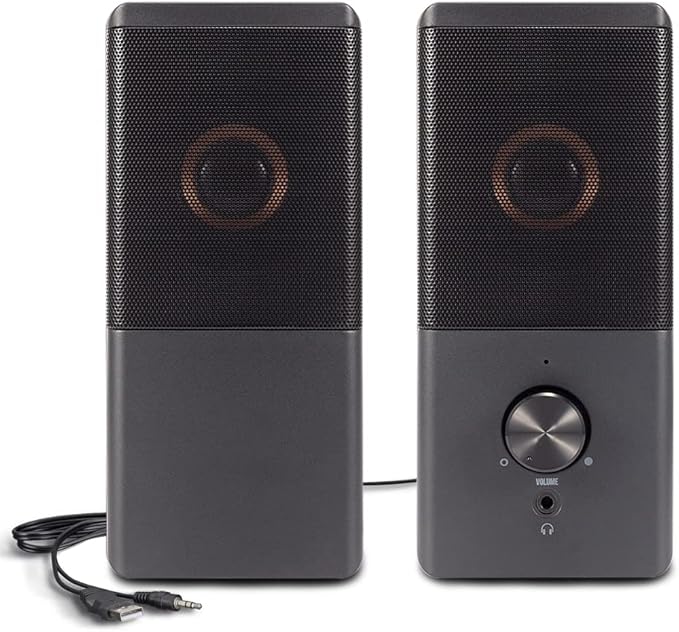 ROSON Computer Speaker, Compact Size Speaker with Headphone Jack, Volume Control, Stereo 2.0 USB Powered 3.5mm Aux Multimedia Speakers for Laptop/Desktop/Tablets/Phone