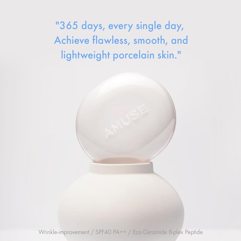 AMUSE SEOUL Ceramic Skin Perfector Cushion Foundation Refill - Flawless Coverage, Semi-Matte Glow | 01 Porcelain (15g)