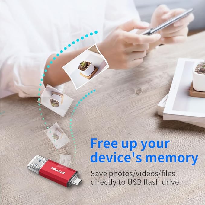 Thkailar 5 Pack 32GB USB C Flash Drive OTG High Speed for Store Data-USB 3.0 Thumb Drive C Jump Drive-Compatible iPhone 15, Android Phones,Mac Pro,Laptops,Tablets,PC(Red)