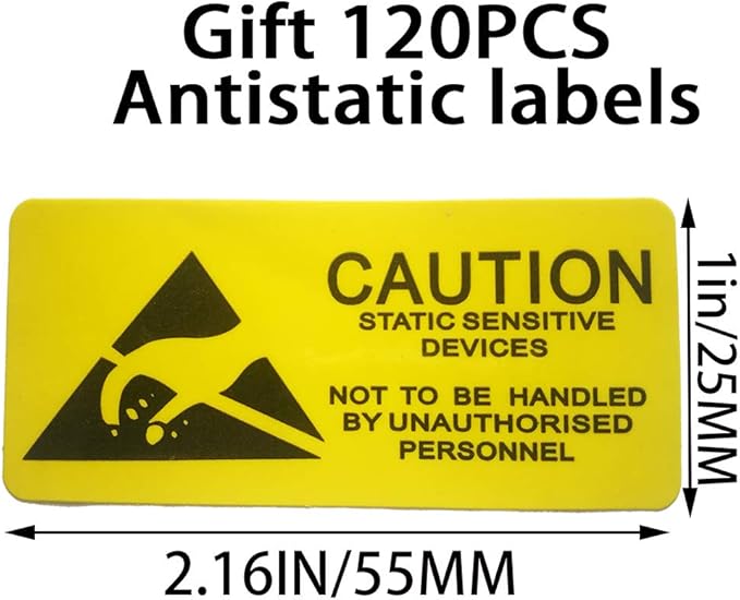 Daarcin Antistatic Bags,Premium ESD Bags,120pcs Mixed Sizes Anti static Resealable Bag for 3.5 Hard Drive, 2.5 Solid State Drive with Labels, ESD Shielding Bag for Varieties of Electronic Device