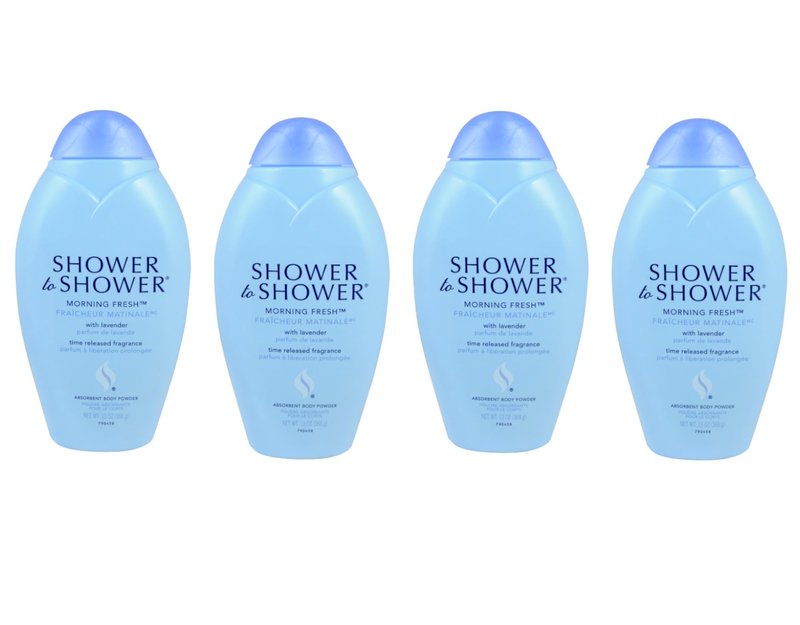 Shower to Shower Morning Fresh Body Powder with Lavender for Men & Women, Talc Free, Sweat Absorbing, Prevents Chafing & Odor, Deodorizing - 13 Ounce (Pack of 4)