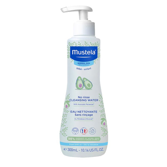 Mustela Baby Cleansing Water - No-Rinse Micellar Water - with Natural Avocado & Aloe Vera - for Baby's Face, Body & Diaper - Various Sizes - 10.14 fl. oz.