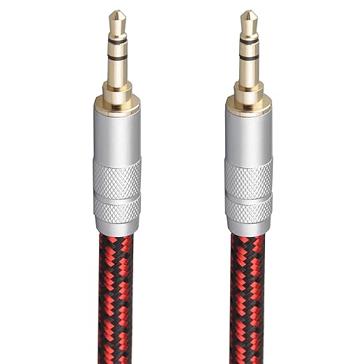 Primeda Audiophile High Purity Copper Aux Audio Cable 3.5mm Male to 3.5mm Male Audio Auxiliary Cord Gold-Plated Stereo HiFi Adapter Cable (Straight to Straight, 6.5ft/2m)