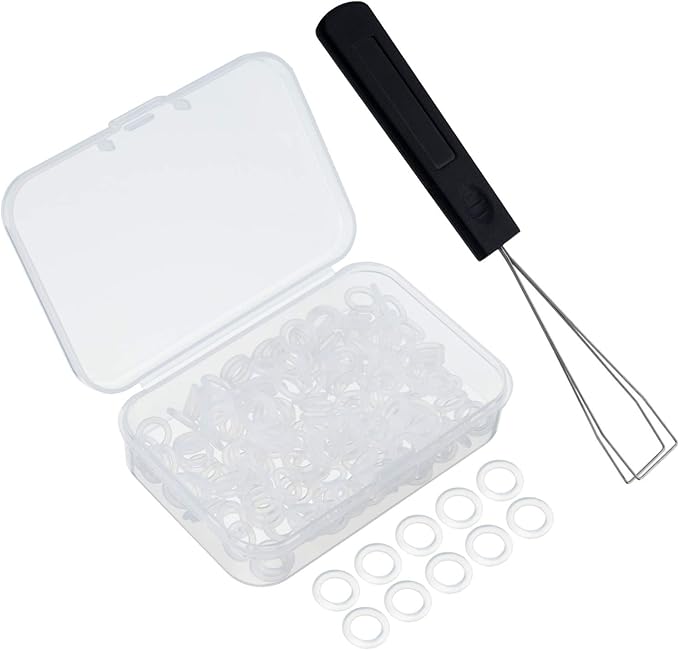 Fiada Keyboard Puller Keycap Removal Tool and 200 Pcs Rubber O-Ring Dampeners Plumbing Rubber O-Ring Seal for Switch and Mechanical Keyboard