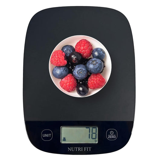 NUTRI FIT Digital Kitchen Food Scale - Accurate Weight Measurement for Baking & Meal Prep | Ultra Slim Black