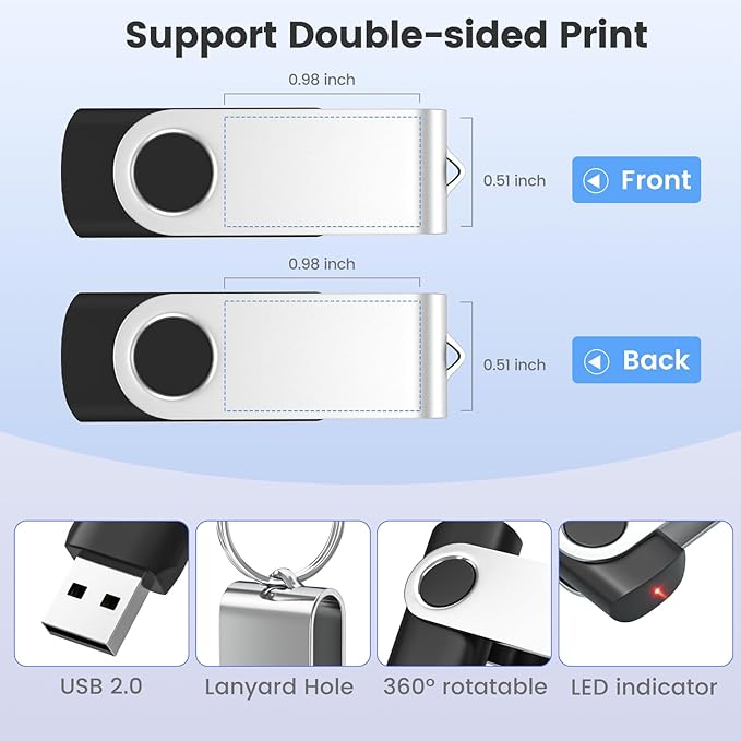 ABLAZE Customized 256MB Flash Drive 100 Pack, Personalized USB 2.0 Memory Stick Custom Thumb Drives Pendrive U Disk for Data Storage (Mixcolors)