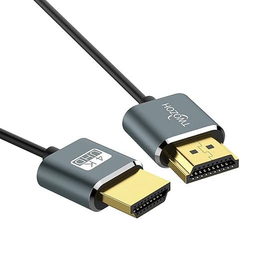 Twozoh Slim 4K HDMI Cable 1.6FT 3 Pack, Ultra Thin & Flexible Skinny HDMI to HDMI 2.0 Cord Support 4K/60HZ 18gbps Laptop, Monitor, PS5, PS4, Xbox One, Fire TV