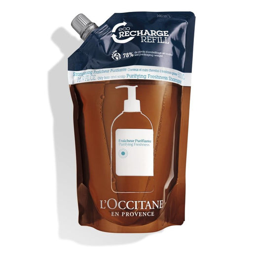 L'Occitane Formulated without Silicone Aromachologie Revitalizing Fresh Shampoo Refill Enriched with 5 Essential Oils 16.90 fl oz