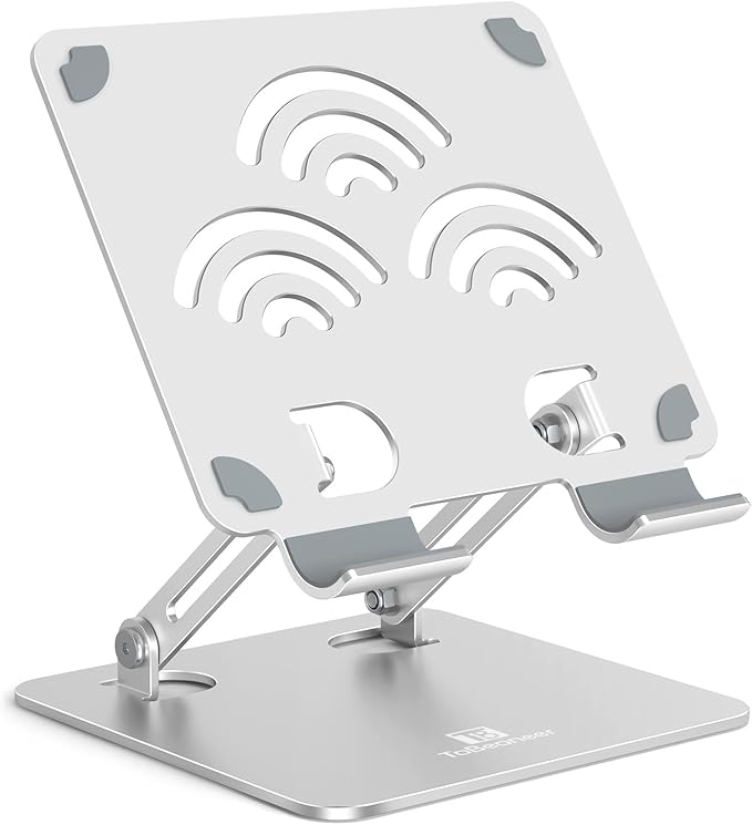 ToBeoneer Tablet Stand, Adjustable Tablet Holder for Desk, Premium Aluminum Portable Holder for iPads, Kindle, Switch, and Smartphones, Fits 4-12" Devices Silver, Pro Size
