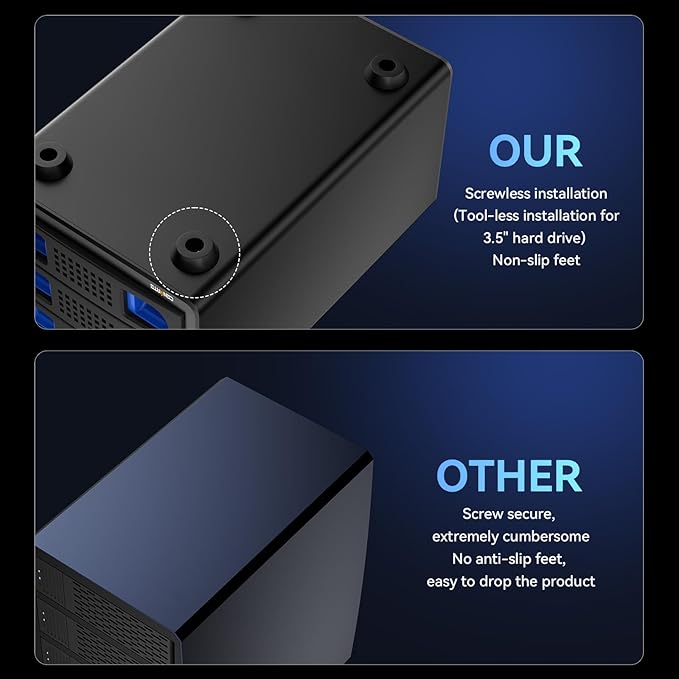 CENMATE Aluminum 3 Bay 10Gbps HDD Enclosure with Cooling Fan for 2.5“/3.5" SATA HDD/SSD with USB A/C 3.2 Gen 2, Support Hot Swappable, Tool-Free Hard Drive Enclosure