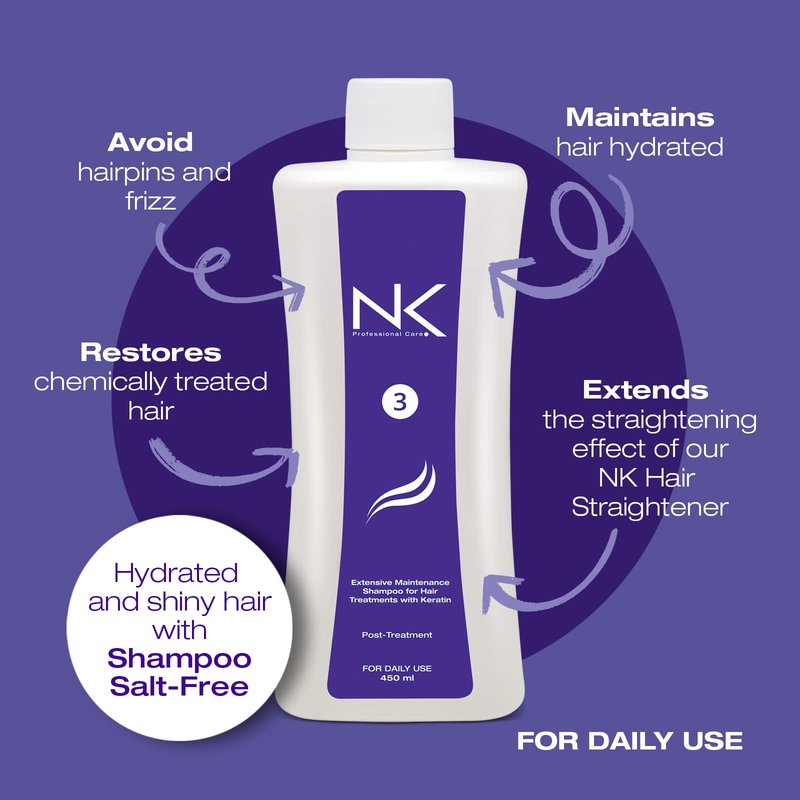 NK Professional Care Extensive Maintenance Shampoo Step 3 | For Hair Treatments with Keratin | NK Shampoo Post Treatment | Salt-free shampoo | 950ml | 32 Oz