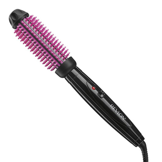 REVLON Silicone Bristle Heated Hair Styling Brush | Fast, Long Lasting Volume for Easy Styling | 1" Barrel for Full Body and Smooth Styles (Black/Pink)