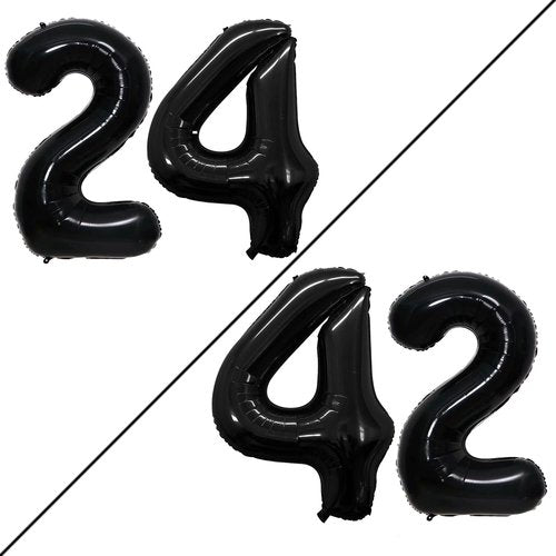 GOER Jumbo 24-Inch Foil Balloons - Perfect for 24th Birthday Party Decorations | Black Helium Balloons