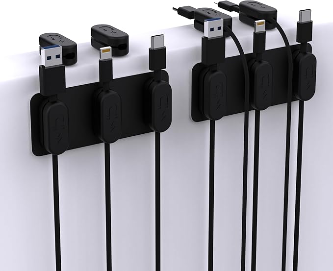 CHARGEWORX Magnetic Cable Clips 10-Pack – Adhesive Cord Organizer for Desk, Wall, Nightstand & Car – Magnetic Cable Holder for USB-C, Lightning, HDMI & Charging Cables – Cable Management Clips
