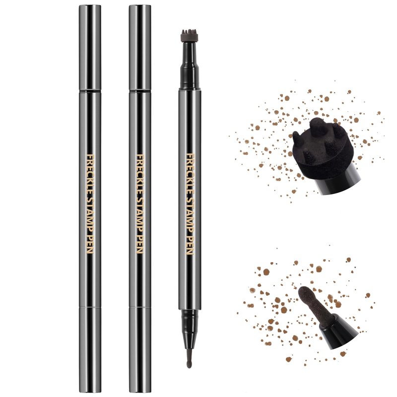 HOSAILY 2PCS Light&Dark Brown Freckle Stamp Pen Waterproof, Natural Lifelike Faux Freckles Stamp Stain maker Pen, Long Lasting Quick Dry Liquid Fake Freckle Pencil Magic for Face Sunkissed Makeup