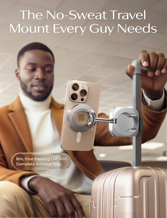 LISEN Airplane Travel Essentials for Women Men Phone Holder Cruise Must Haves Tripod Monopod Accessories Camera Mounts Clamps MagSafe Phone Accessories Airplane Gadgets Men Long Flight，Silver