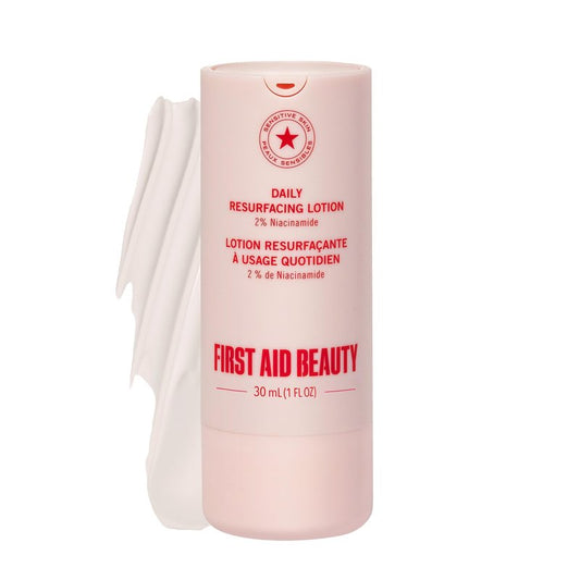 First Aid Beauty Lactic Acid Lotion for Acne-Prone Skin, 2% Niacinamide Resurfacing Moisturizer, Visibly Diminishes Post-Acne Marks, Safe for Sensitive Skin, 1 oz