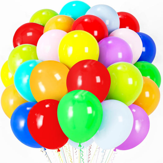 Voircoloria Balloons - 66-Pack 12-Inch Assorted Rainbow Latex Balloons for Celebrations & Events