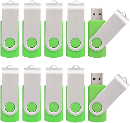 KALSAN 10 Pack 8GB USB Flash Drive 2.0 Memory Stick - Green
