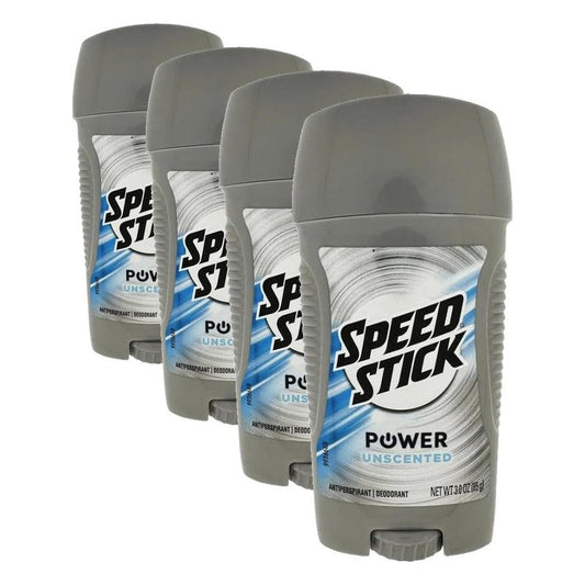 Speed Stick Power Antiperspirant Deodorant for Men, Unscented - 3 Ounce (Pack of 4)
