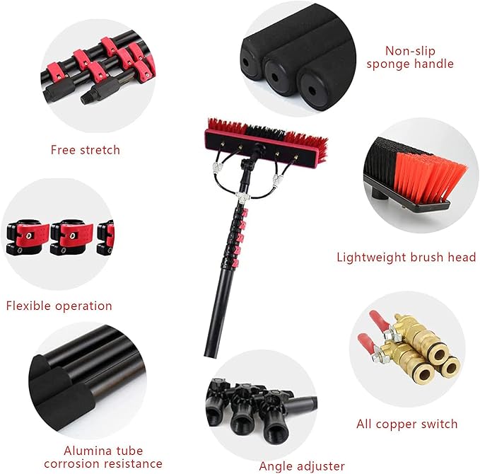 Photovoltaic Panel Cleaning,Cleaning Pole,Water Fed Telescopic Brush,Window Clean,Extendable Cleaner Conservatory Roof Cleaning Tools,10.8m/36FT
