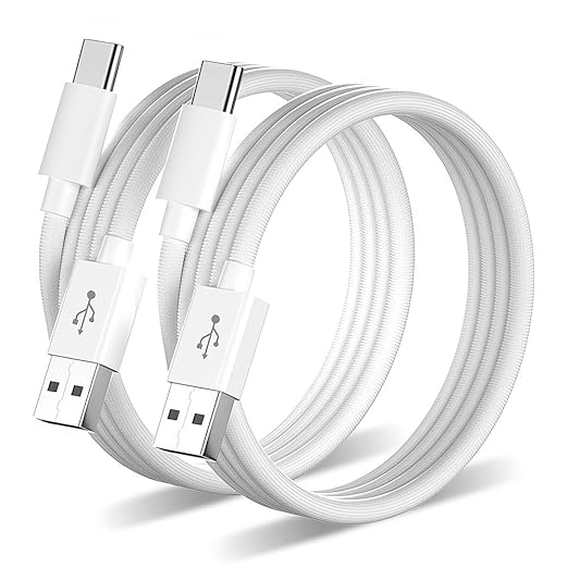 [6.6ft 2-Pack] iPhone17 CarPlay USB-C Cable, MFi Certified Woven Car Charger USB A to Type C Charge Cord Fast Charging for Apple iPhone Air/iPhone 17 Pro Max/16 Pro/16e/15 Plus, iPad 10 (White)