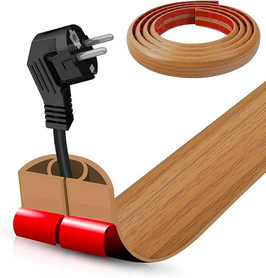 DBHXXMB-HH Floor Cord Cover Self Adhesive Cord Hider,10FT Cable Management, Extension Strip Protector for Wires, Prevent Cable Trips for Offices, Gyms, Exhibitions Cavity 0.39"(W) x 0.27"(H) BrownWood