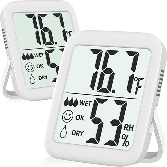 Antonki 2 Pack Room Thermometer for Home, Hygrometer Indoor Humidity Meter Gauge, Digital Temperature and Humidity Monitor Sensor for House, Terrarium, Incubator, Greenhouse - Battery Included