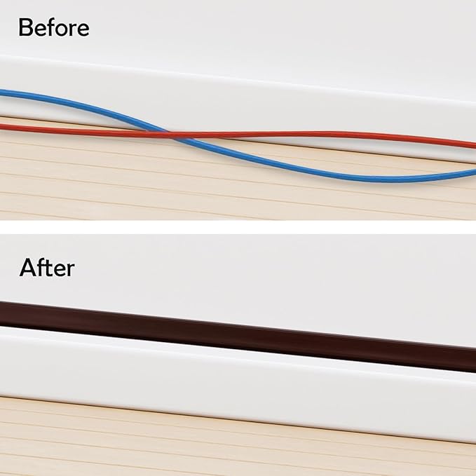 TV Cord Hider – Flexible Wall Cord Cover Slim Design Silicone Cable Raceway - Self Adhesive, Cut to Size Design for Hiding Wires on Wall - Clean Home Setup Cable Concealment (Dark Brown, 6 Feet)