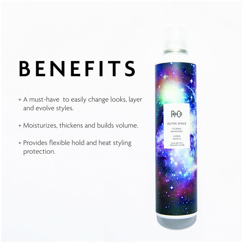 R+Co OUTER SPACE Flexible Hairspray - Light Hold, Long-Lasting Shine & Flexibility | All Hair Types