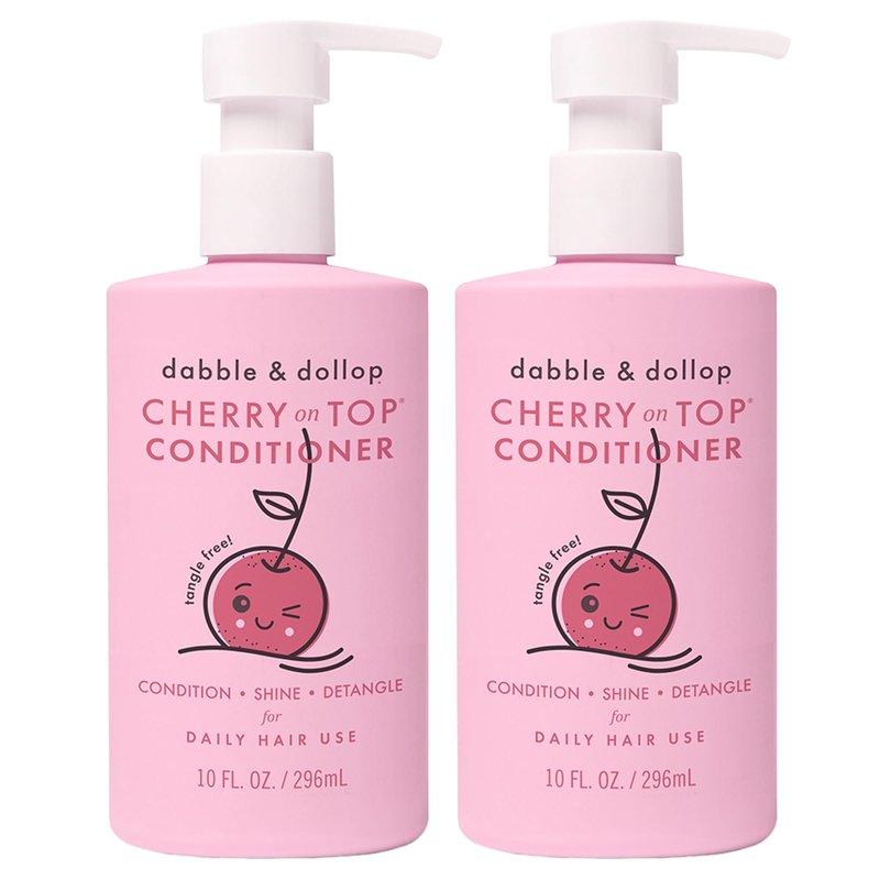 Dabble & Dollop Cherry on Top Kids Conditioner – Detangling Conditioner for Kids & Toddlers, Natural Origin, Non-Toxic, Vegan, Sulfate-Free Hair Conditioner for Soft, Smooth Hair (10 oz, Pack of 2)
