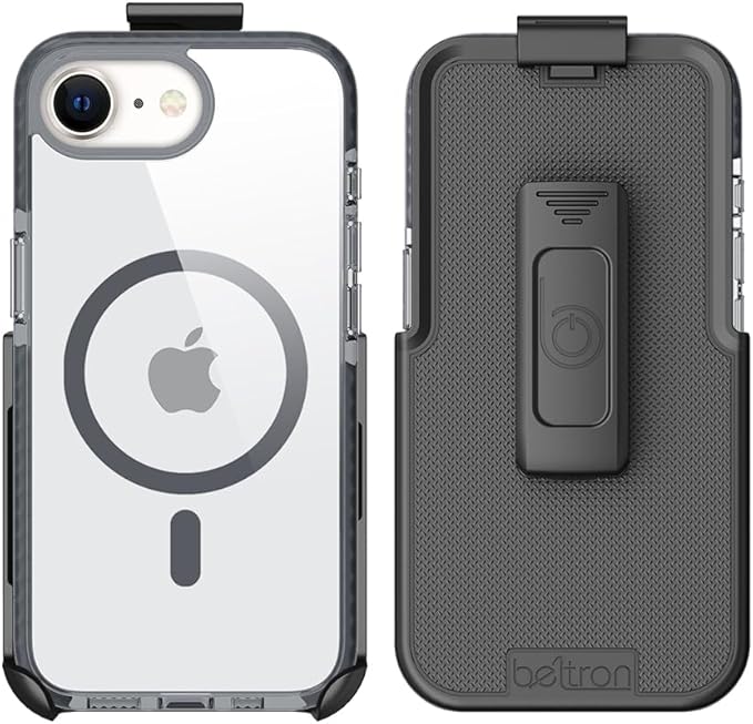 BELTRON Belt Case for iPhone 16e (2025) iPhone 17e (2026) Slim Protective Transparent Case & Rotating Belt Clip Holster Combo (Compatible with MagSafe)