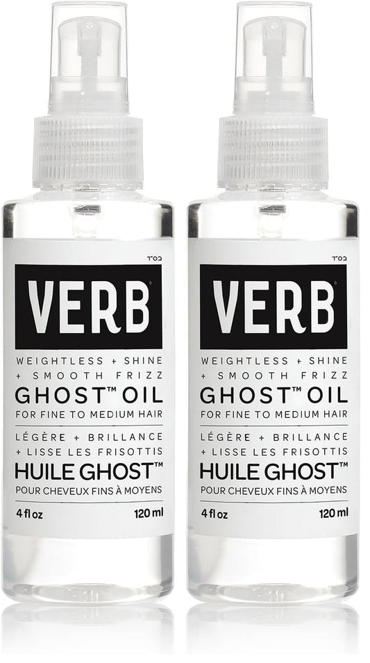 VERB Ghost Oil, 4 fl oz- Weightless Hair Oil for Fine to Medium Hair – Smooths Frizz, Adds Shine – No Parabens, Gluten or Harmful Sulfates, (Pack of 2)