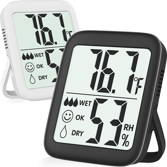 Antonki 2 Pack Room Thermometer for Home, Hygrometer Indoor Humidity Meter Gauge, Digital Temperature and Humidity Monitor Sensor for House, Terrarium, Incubator, Greenhouse - Battery Included