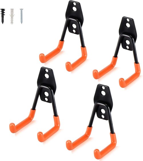 Aoben Heavy Duty Steel Garage Storage Hooks - Utility Tool Hangers for Organizing Ladders & Tools | 4 Pack
