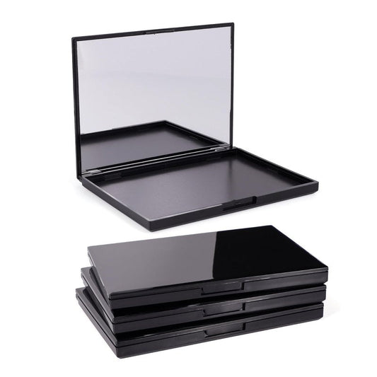 Snowso 3 Pack Magnetic Makeup Palette with Mirror, Empty Travel Makeup Organizer with 60Pcs Adhesive Metal Stickers For DIY Your Own Powder Palette(Medium Palette - 5.7"x4.3")