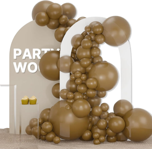 PartyWoo Brown Balloons - 127-Piece Boho Neutral Balloon Arch Kit for Weddings & Parties | 5-36 Inch Sizes