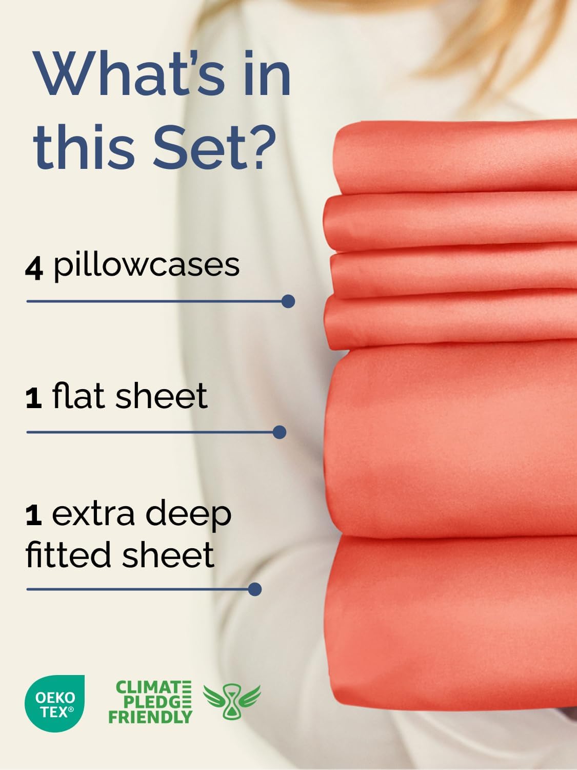 Skiennix Extra Deep King Sheet Set - 6 Piece Breathable Cooling Bedding - Soft, Wrinkle-Free Coral