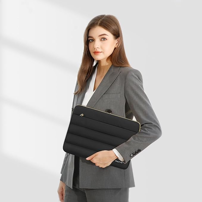 MOSISO Laptop Case 13.3 inch,13-13.3 inch Puffy Laptop Sleeve Compatible with MacBook Neo/Air 13.6 M5 M4 M3 M2 M1/Pro 13/14,HP Dell ASUS Lenovo,Polyester Horizontal Bag with Small Case, Black