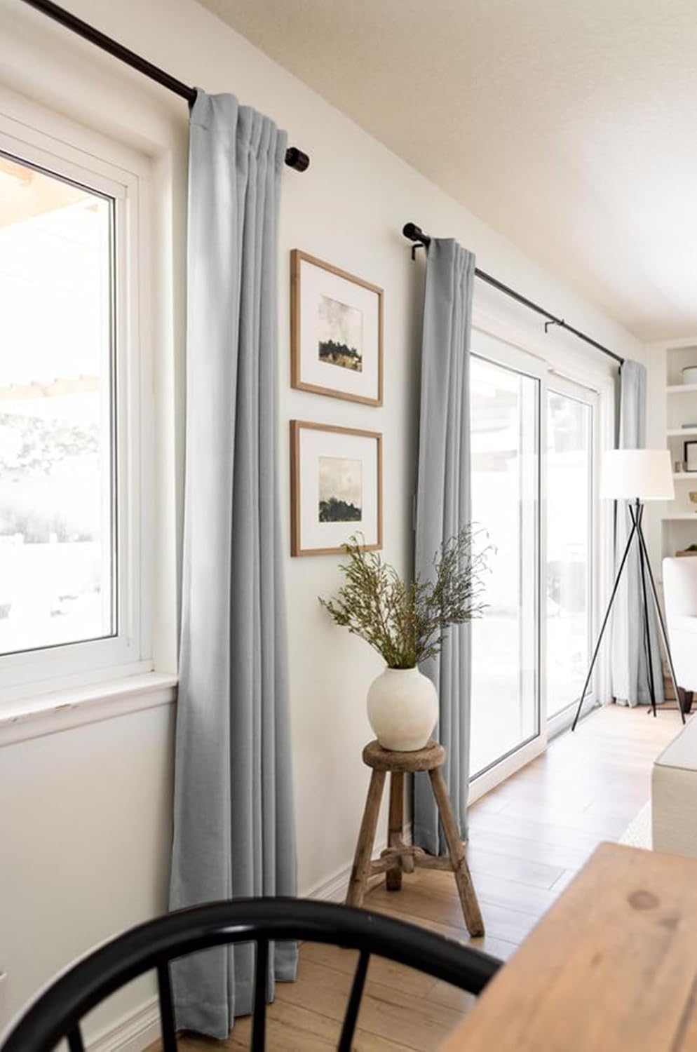Skiennix 100% Blackout Linen Curtains - Thermal Insulated Drapes for Bedroom | 50" W x 84" L, Ash Grey