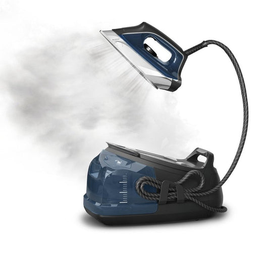 Rowenta Steam Station, Stainless Steel Soleplate, Professional Iron Steamer for Clothes, 1.1L Removable Tank, Fast Heat Up, 1800 Watts, Blue Clothes Iron, DG8624