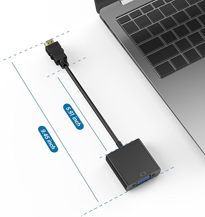 YGKSAA HDMI to VGA Adapter, 1PCS HDMI to VGA Unidirectional Converter (Male to Female), Compatible with Computers, desktops, laptops, PCs, Monitors, projectors, TV